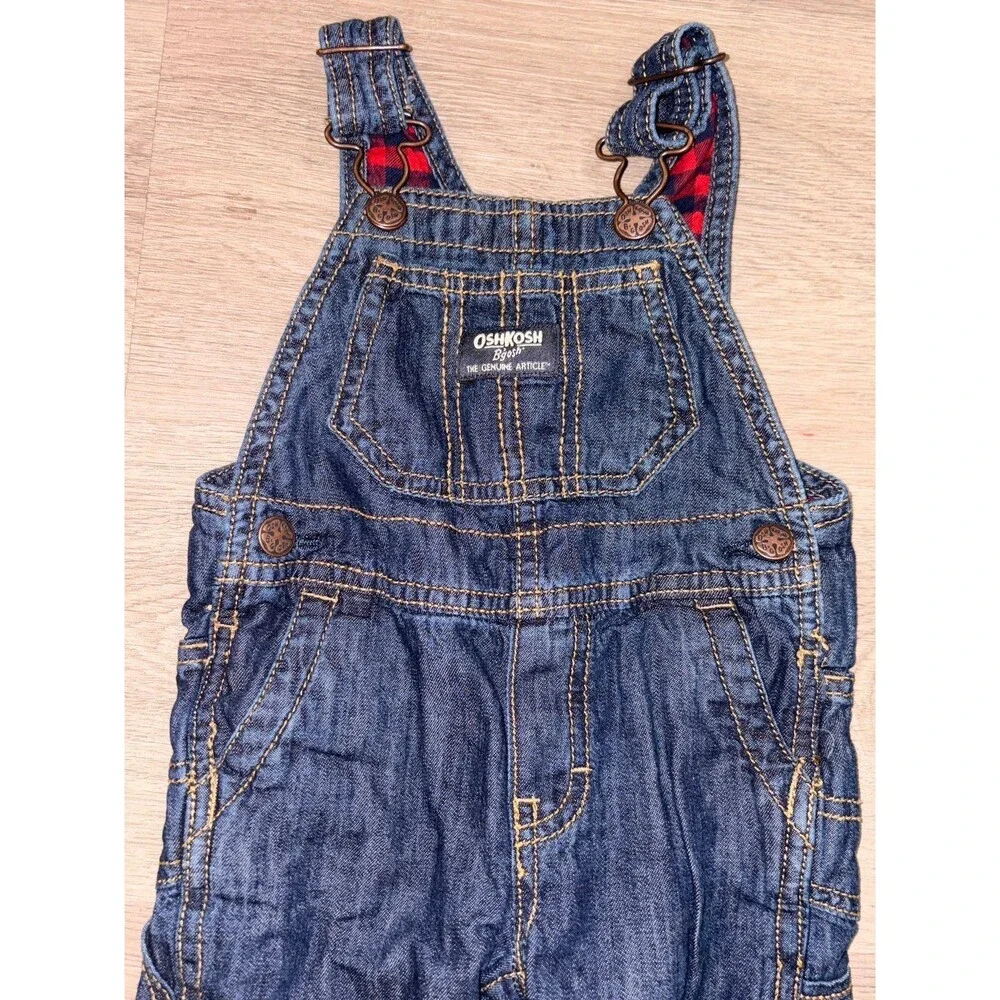 OskKosh‎ flannel lined Overalls Baby Boys or Girls Unisex 6 months
